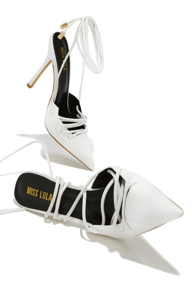 Load image into Gallery viewer, Wrap Up White Heels