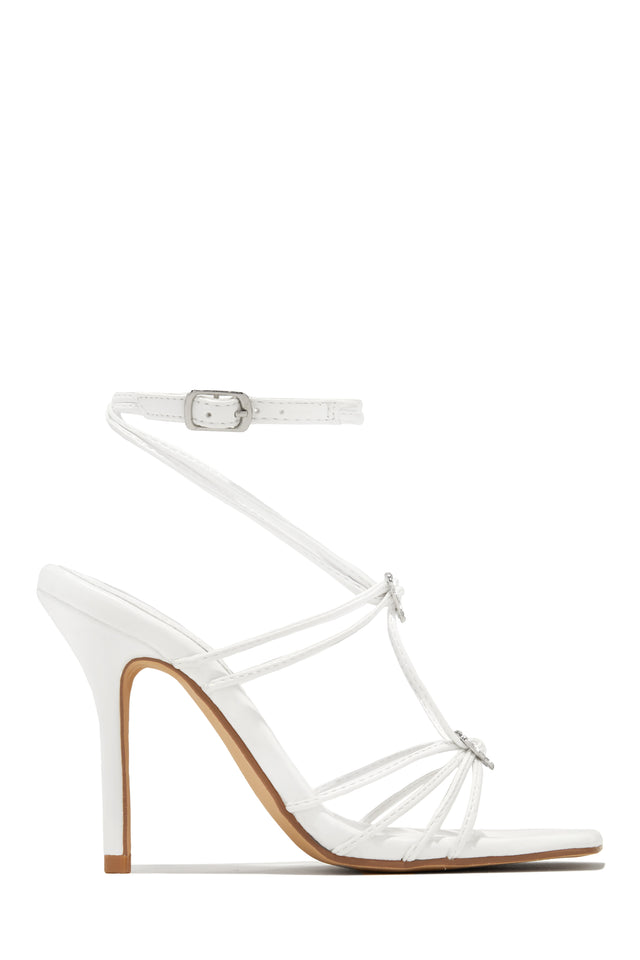 Load image into Gallery viewer, Lovestruck Embellished Strappy High Heels - White