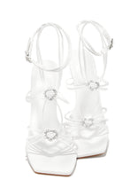 Load image into Gallery viewer, Lovestruck Embellished Strappy High Heels - White
