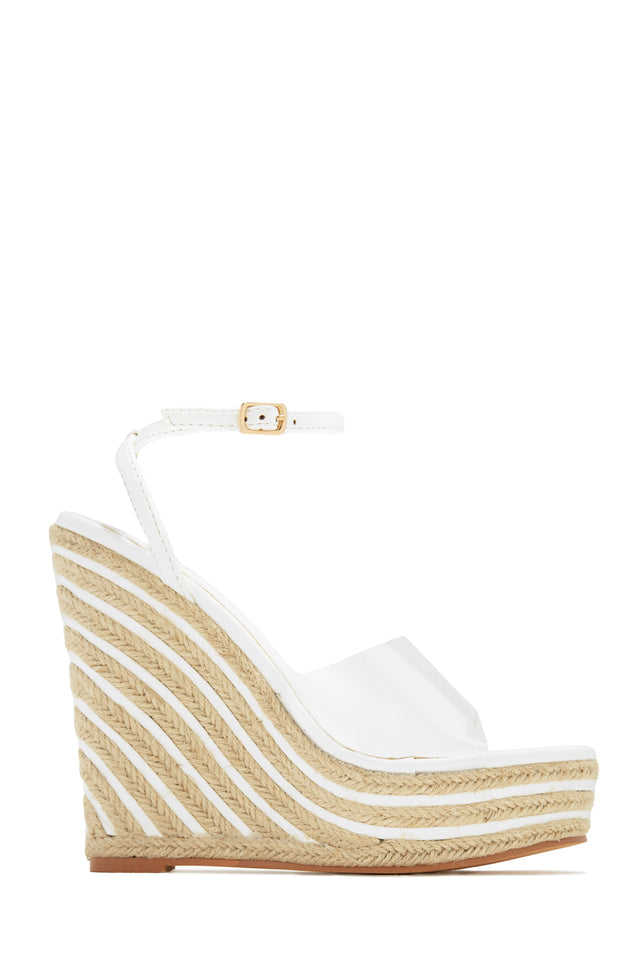Load image into Gallery viewer, White Espadrille Platform Wedges