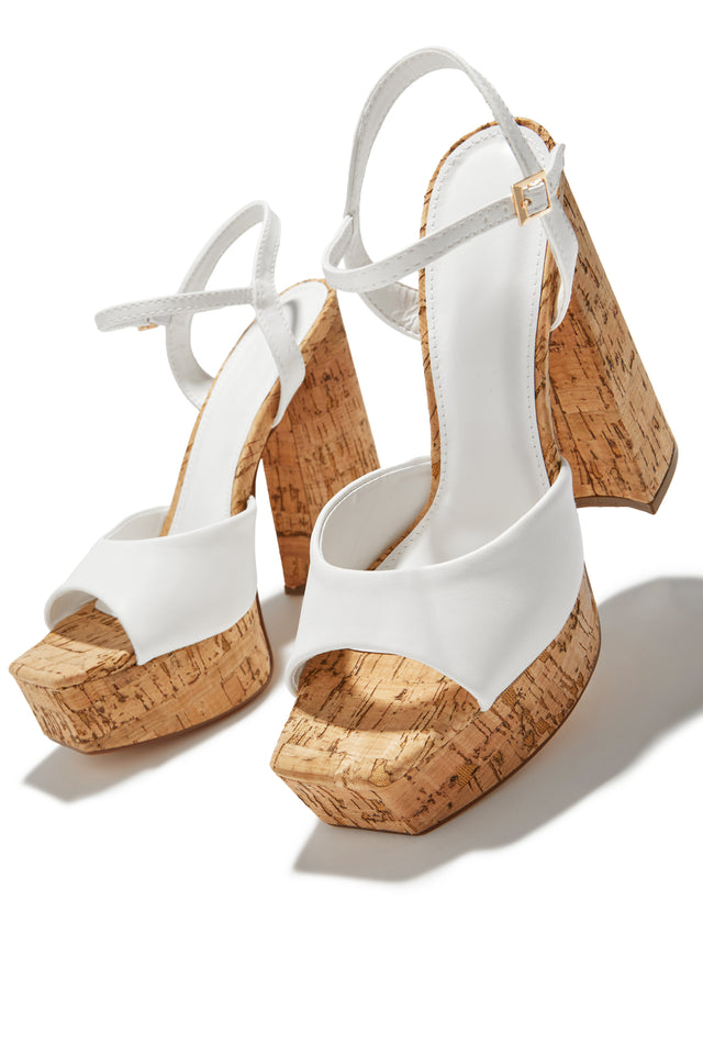Load image into Gallery viewer, Elyna Platform Block Heels - White