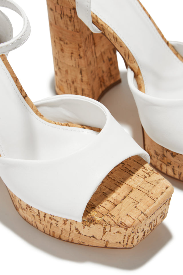 Load image into Gallery viewer, Elyna Platform Block Heels - White