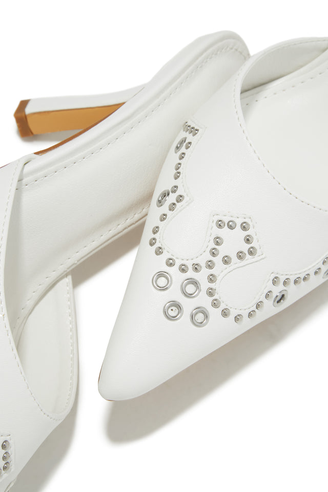 Load image into Gallery viewer, Lauryn Pump Heel Mules - White