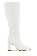 Load image into Gallery viewer, Fine Time Block Heel Knee High Boots - White