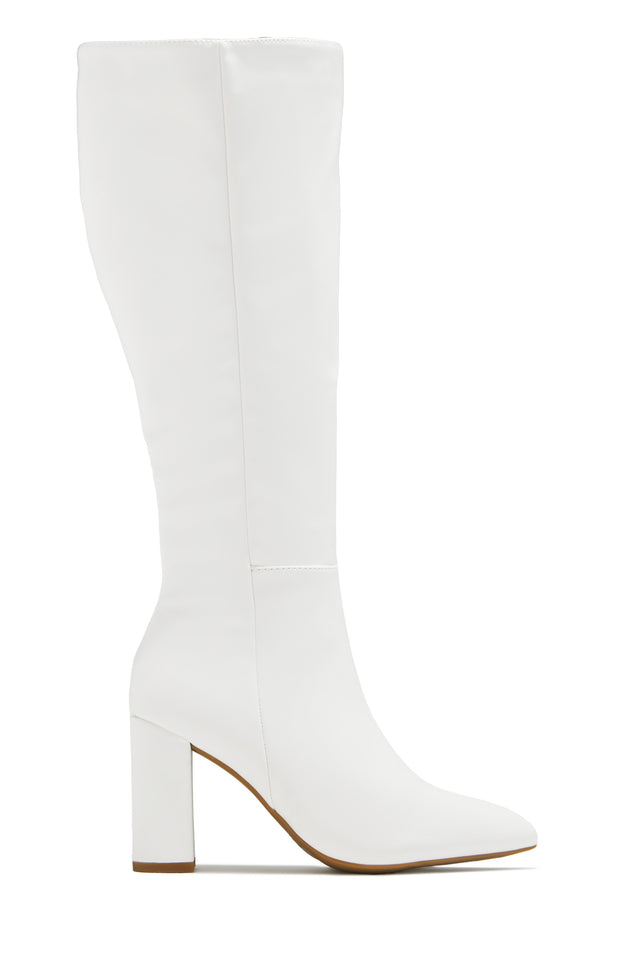 Load image into Gallery viewer, Fine Time Block Heel Knee High Boots - White