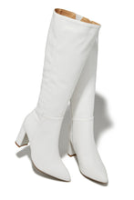 Load image into Gallery viewer, Fine Time Block Heel Knee High Boots - White