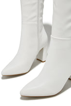 Load image into Gallery viewer, Fine Time Block Heel Knee High Boots - White