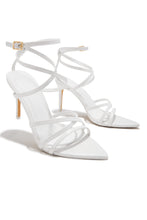 Load image into Gallery viewer, Polished Nights Strappy Mid Heels - White