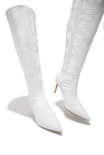 Load image into Gallery viewer, Chrissy Mid Heel Boots - White