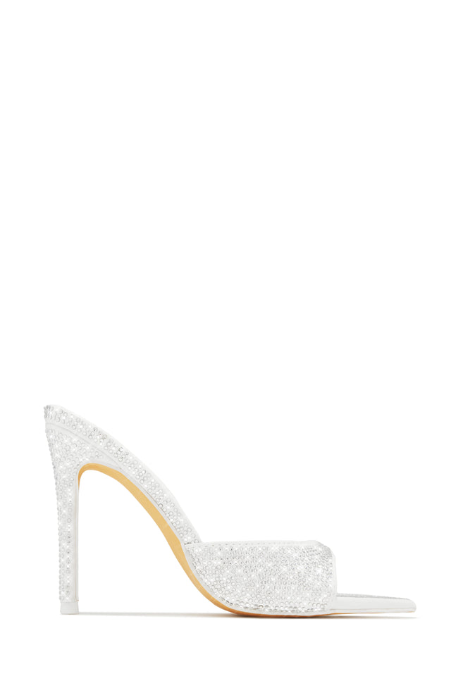 Load image into Gallery viewer, Amiah Embellished High Heel Mules - White