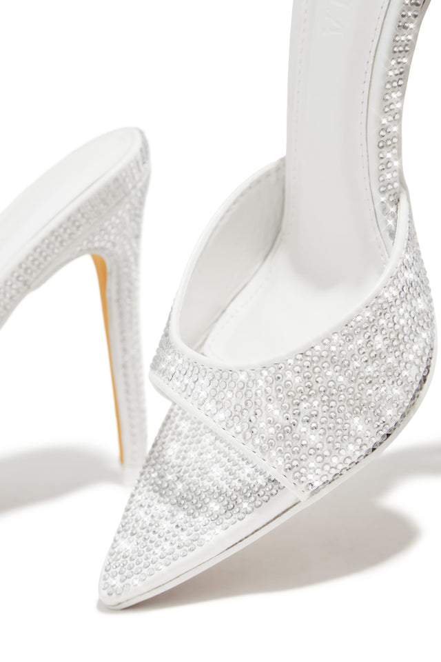 Load image into Gallery viewer, Amiah Embellished High Heel Mules - White