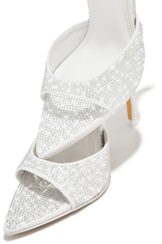 Load image into Gallery viewer, Amiah Embellished High Heel Mules - White