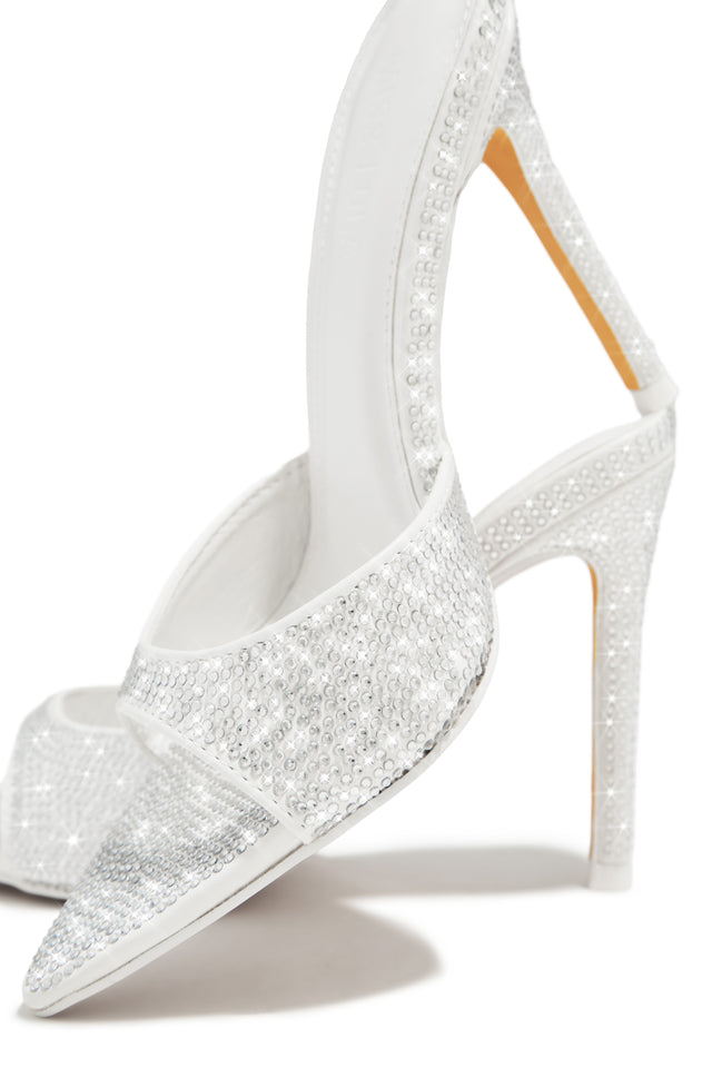 Load image into Gallery viewer, Amiah Embellished High Heel Mules - White