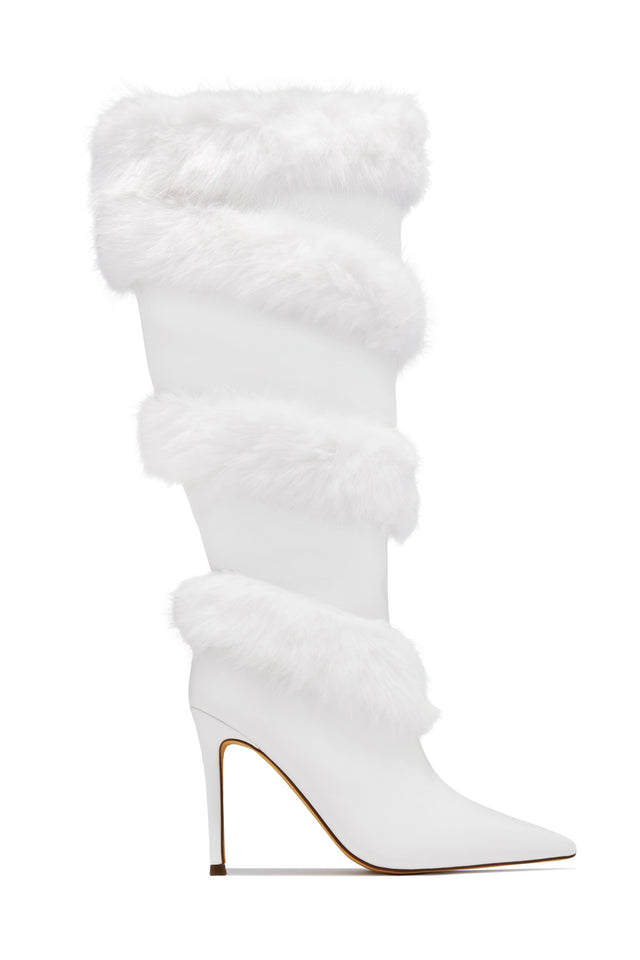 Load image into Gallery viewer, Aspen Trips Faux Fur Heel Boots - White