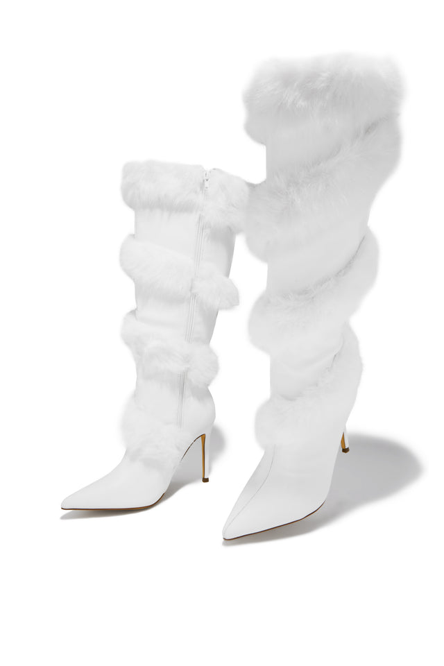 Load image into Gallery viewer, Aspen Trips Faux Fur Heel Boots - White