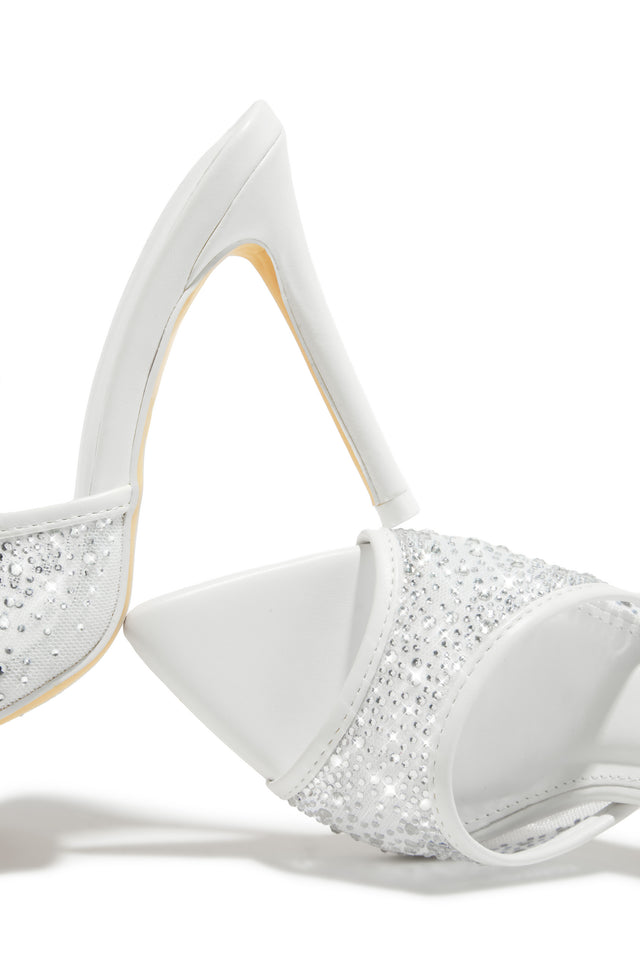Load image into Gallery viewer, Kari Embellished High Heel Mules - White