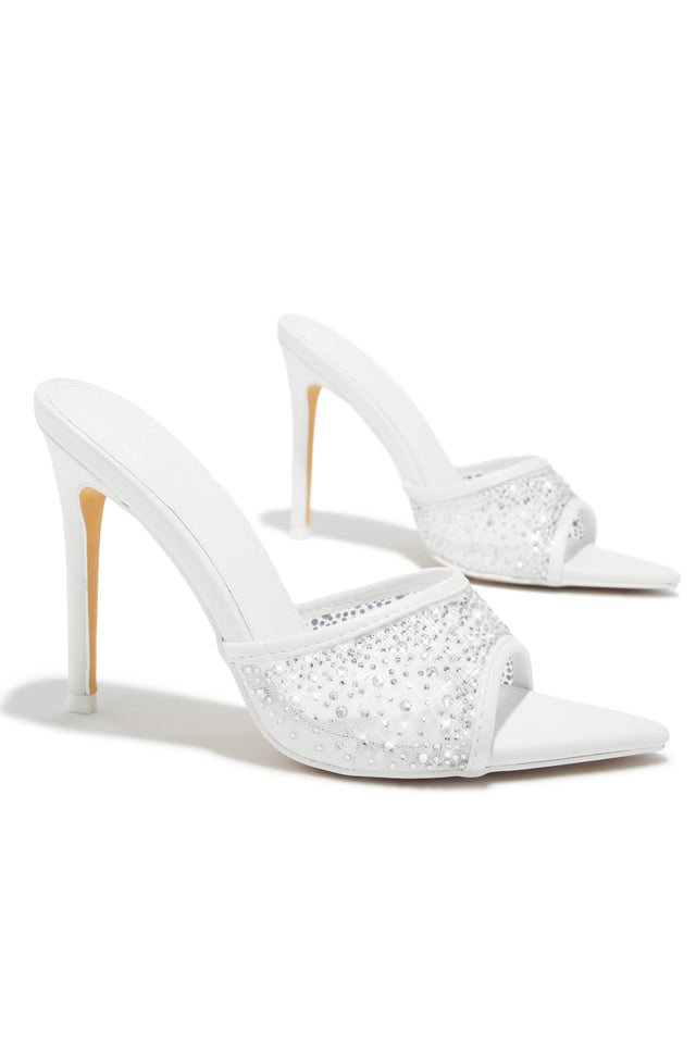 Load image into Gallery viewer, Kari Embellished High Heel Mules - White
