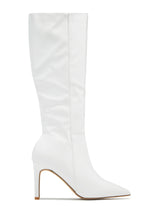 Load image into Gallery viewer, Scarlette Below The Knee Heel Boots - White Pat