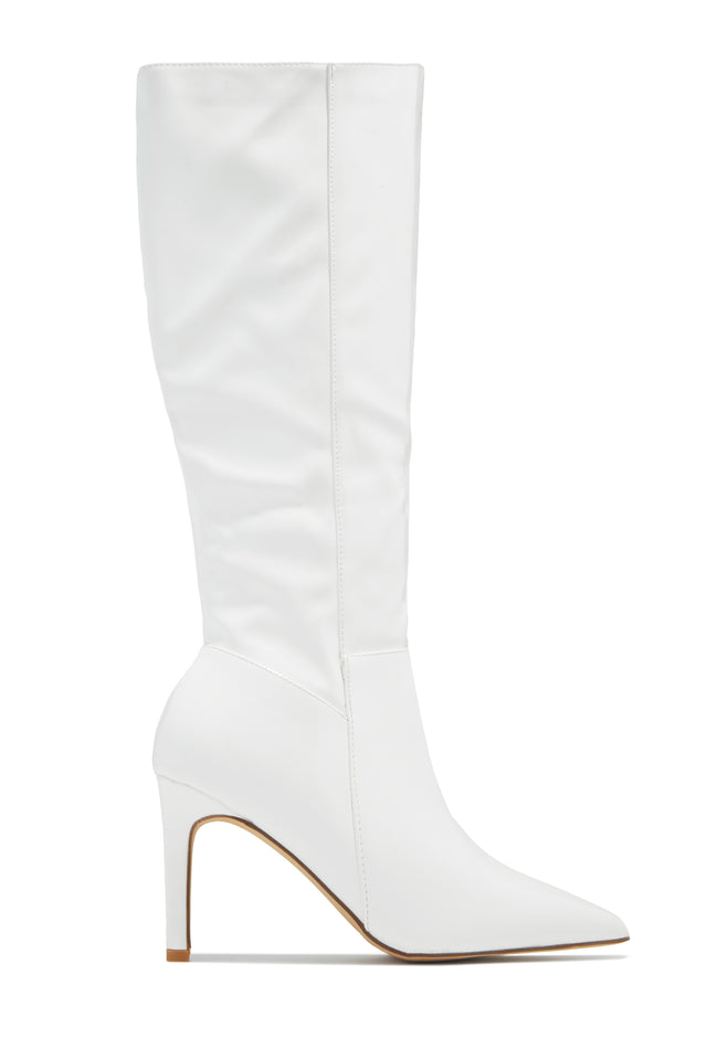 Load image into Gallery viewer, Scarlette Below The Knee Heel Boots - White Pat