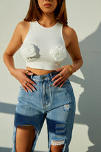 Load image into Gallery viewer, White Rosette Crop Top