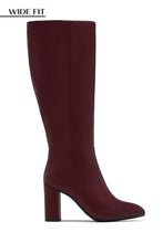 Load image into Gallery viewer, Fine Time Wide Fit Block Heel Knee High Boots - Wine