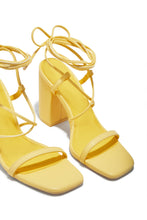 Load image into Gallery viewer, Aria Lace Up Block Heels - Yellow
