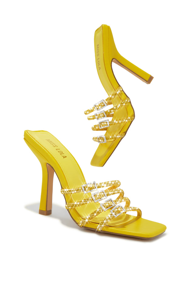 Load image into Gallery viewer, Yellow High Heel Mules