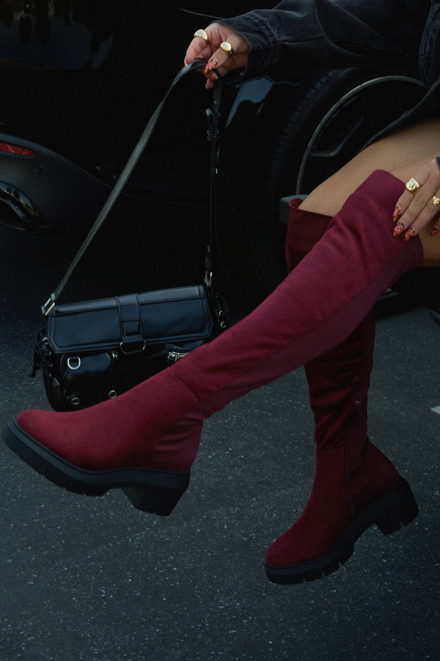 Load image into Gallery viewer, Zerah Over The Knee Boots - Burgundy
