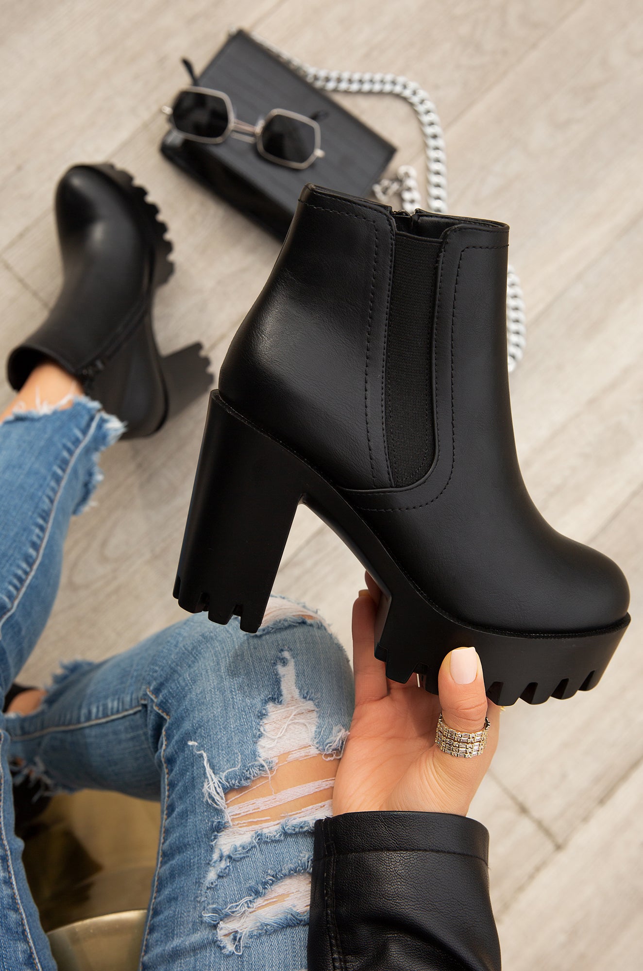 Slumkvarter valg Imponerende Miss Lola | Black Platform Block Heel Ankle Boots – MISS LOLA