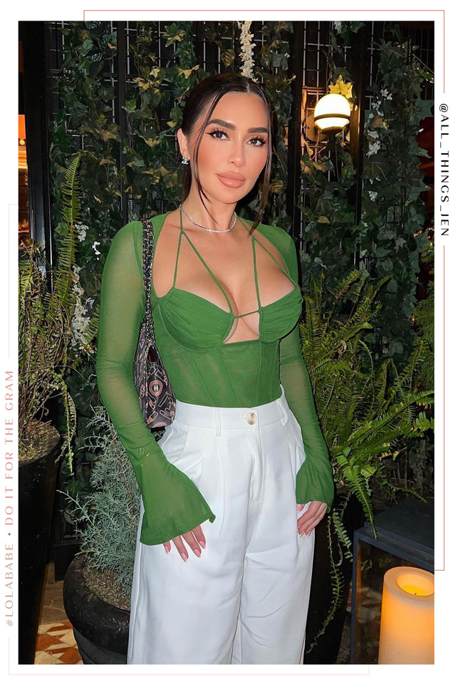 Load image into Gallery viewer, Anizia Long Sleeve Corset Top - Green