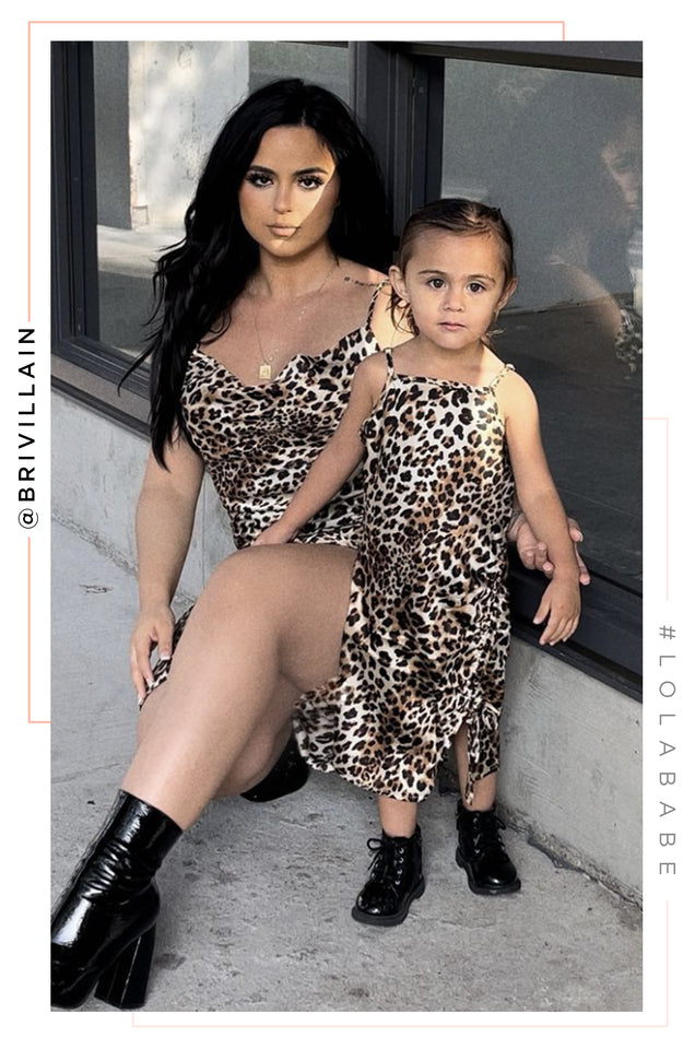Load image into Gallery viewer, Mini Alessandra Kids Ruched Dress- Leopard