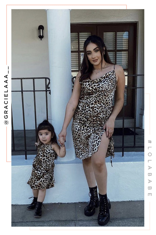 Load image into Gallery viewer, Mini Alessandra Kids Ruched Dress- Leopard
