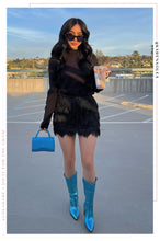 Load image into Gallery viewer, Delaney Block Heel Cowgirl Boots - Blue