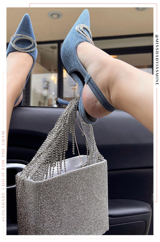 Load image into Gallery viewer, Denim Pointed Toe Heels