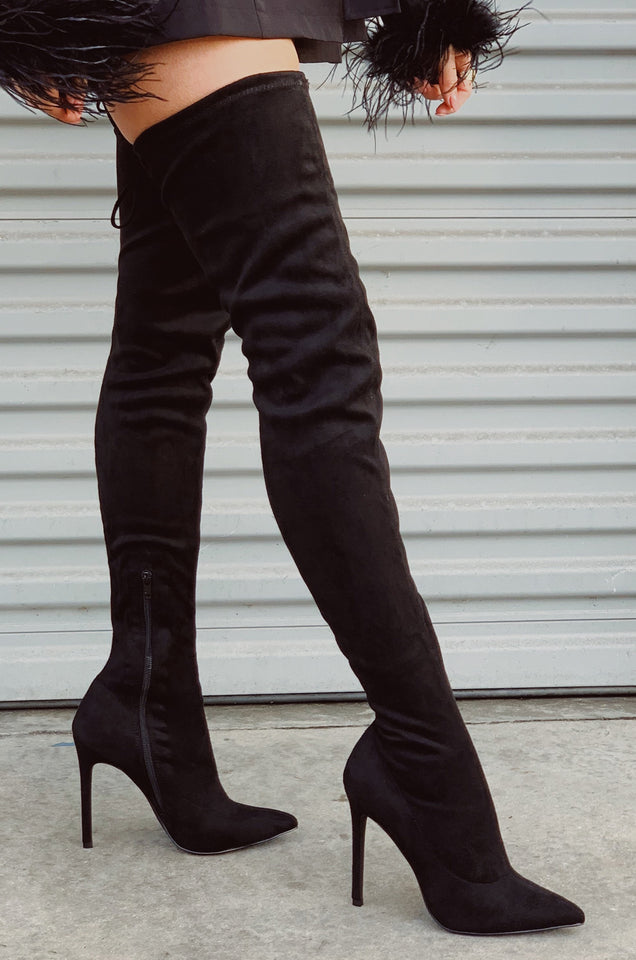 Load image into Gallery viewer, Groundbreaking Over The Knee High Heel Boots - Black