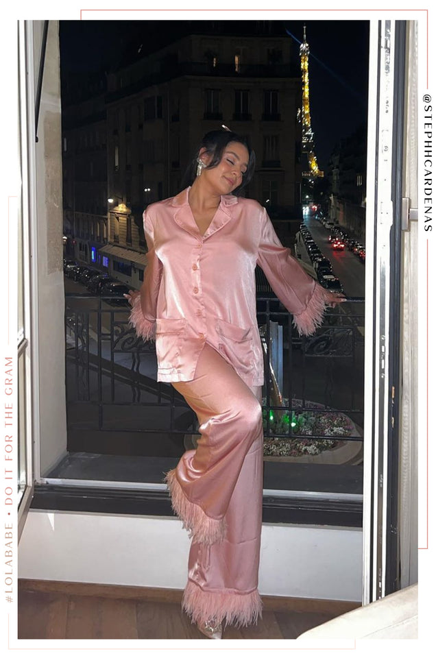 Load image into Gallery viewer, Lola Baby Two Piece Satin Pant Set - Pink