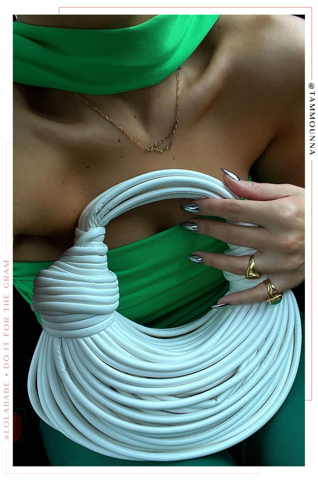 Load image into Gallery viewer, Azelie Double Knot Spaghetti Handbag - White