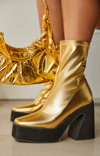Load image into Gallery viewer, Gold Metallic Ankle Boots