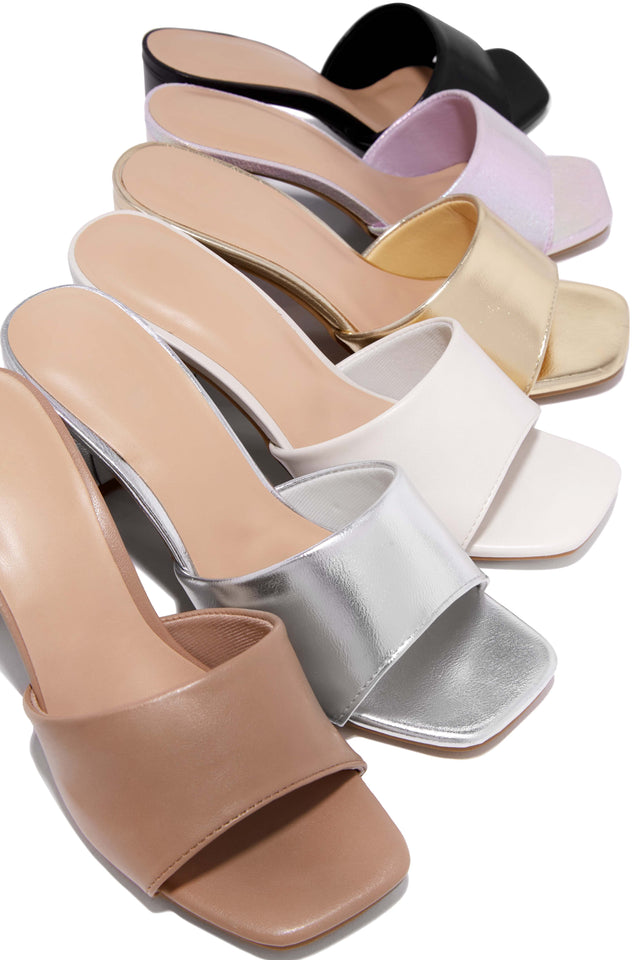 Load image into Gallery viewer, Heels Available In Black, Holographic, Gold, Ivory, Silver, And Nude