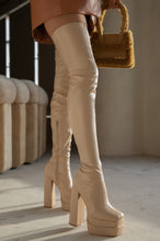 Load image into Gallery viewer, Nude OTK Platform Chunky Heel Boots