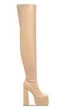 Load image into Gallery viewer, nude chunky heel boot