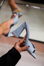 Load image into Gallery viewer, Azaria Embellished Block Heel Mules - Denim