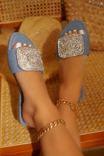 Load image into Gallery viewer, Beach Cocktail Embellished Slip On Sandals - Denim
