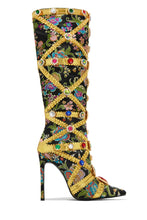 Load image into Gallery viewer, Masterpiece Embellished Knee High Heel Boots - Pink