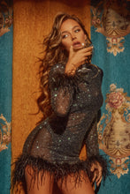 Load image into Gallery viewer, Black and Silver Mini Mesh Dress