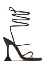 Load image into Gallery viewer, Black Lace Up Heart Heel Cap Heels