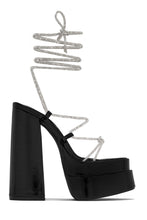 Load image into Gallery viewer, Sweet Temptation Embellished Lace Up Platform Heels - Gold