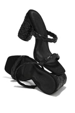 Load image into Gallery viewer, Out On Vacation Espadrille Block Heel Mules - Black
