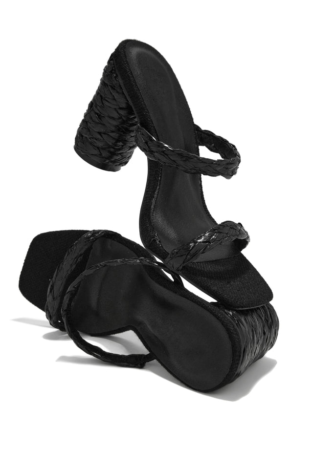 Load image into Gallery viewer, Out On Vacation Espadrille Block Heel Mules - Black
