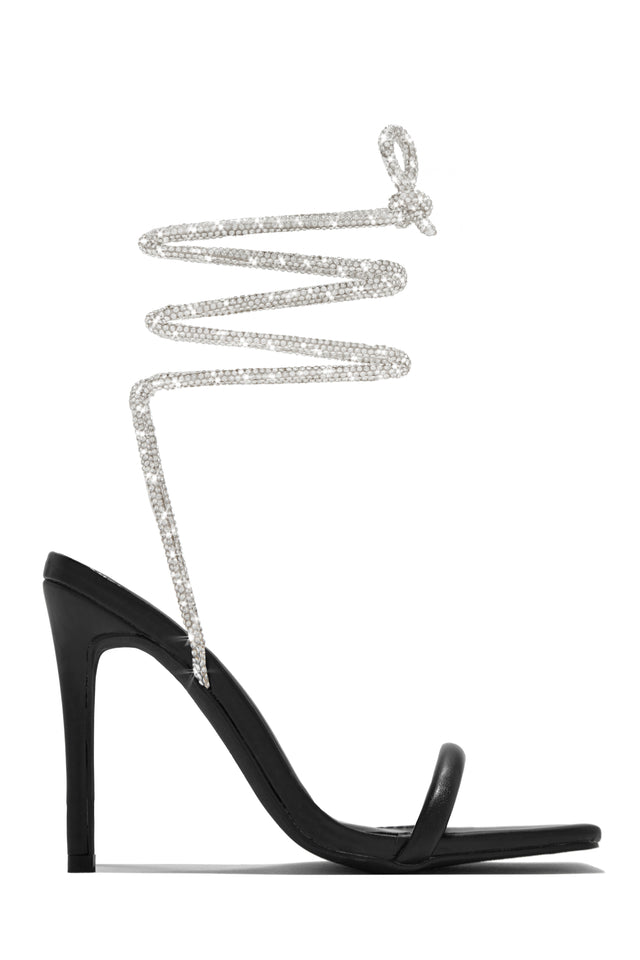 Load image into Gallery viewer, Pretty Girl Embellished Lace Up High Heels - Black